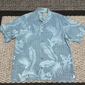 Tommy Bahama Bali Border Silk Shirt Men’s L Tropical Hawaiian Aloha Resort Pool